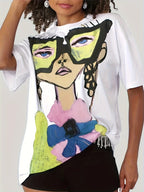 T-shirt Oversized Tops Street Casual Sports Slightly Stretch Comfort Tops