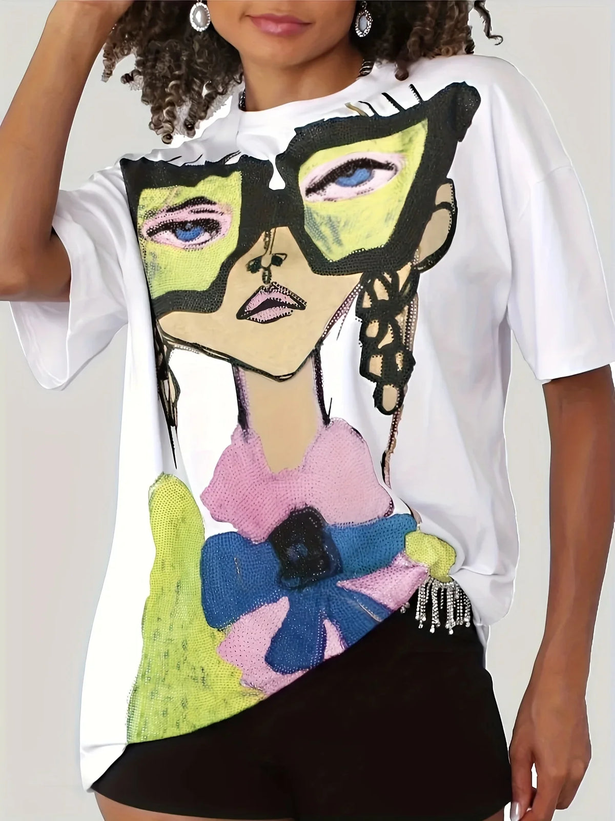 T-shirt Oversized Tops Street Casual Sports Slightly Stretch Comfort Tops