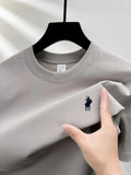2025Cotton short-sleeved crew-neck men's T-shirt, a hot-selling luxury brand summer exquisite pony 2D printed breathable top