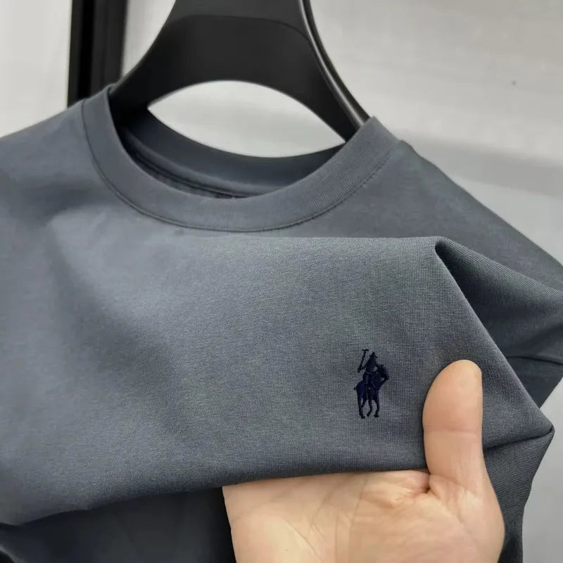 2025Cotton short-sleeved crew-neck men's T-shirt, a hot-selling luxury brand summer exquisite pony 2D printed breathable top