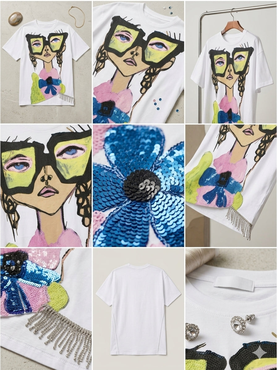 T-shirt Oversized Tops Street Casual Sports Slightly Stretch Comfort Tops
