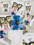 T-shirt Oversized Tops Street Casual Sports Slightly Stretch Comfort Tops