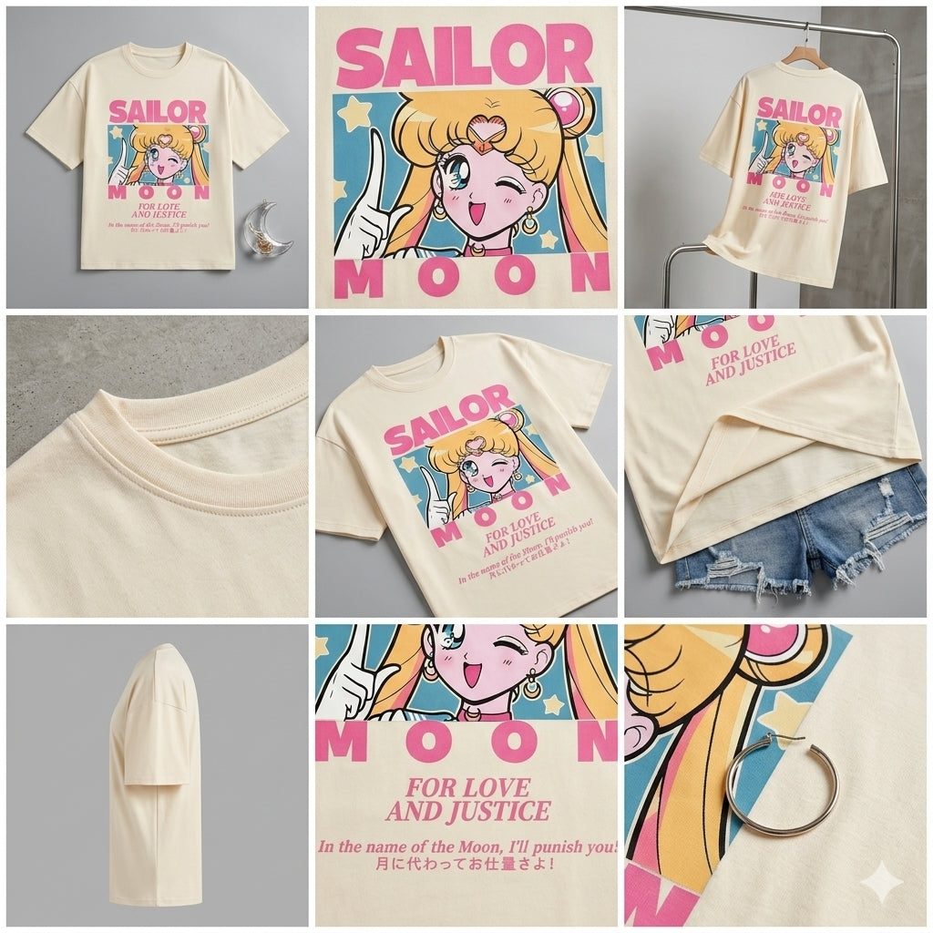 T-shirt Anime Print Short Sleeve Graphic Tee Kawaii Summer