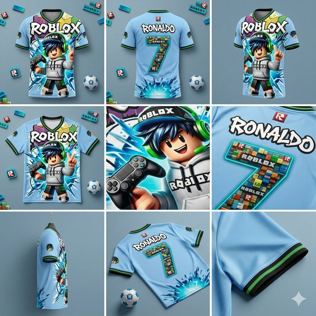 Roblox Children T-Shirt Custom Ronaldo Name Number 3D Print